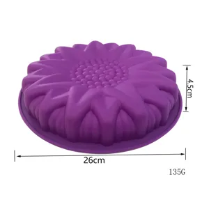 Stampo per torta girasole in silicone viola, diametro 26cm, altezza 4,5cm, ideale per dolci.