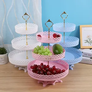 Frutero de Plástico de 3 Niveles Estilo Europeo Soporte para Pasteles Bandeja de Exhibición de Postres de Caramelos para Fiesta de Bodas Decoración de Cocina en el Hogar