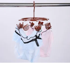 Plastik-Trockengestell mit Bären-Clips, runder Wäschebügel für Socken und kleine Artikel.