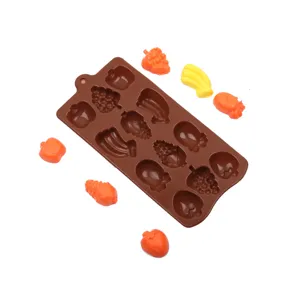 Silicone fruit chocolate mold DIY baking tool, flexible ice cube tray for candy and jelly.