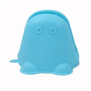 Pinza de cocina de silicona azul con forma de rana resistente al calor para horno