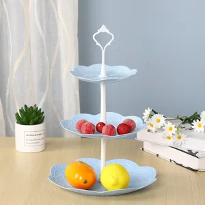 3-tier plastic fruit plate dessert stand European style afternoon tea display tray for home.