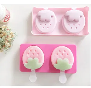 Molde de helado de fresa DIY lindo fabricante de paletas de silicona para golosinas