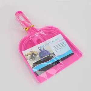 Mini juego de escoba y recogedor de limpieza de escritorio, cepillo rosa para teclado.