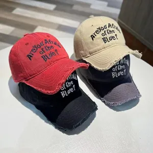 Retro Distressed Gewaschene Baumwolle Baseballkappe Für Damen Herren Stickerei Sonnenschutz Gebogene Krempe Streetwear Hut