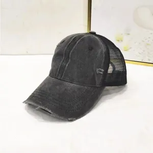 Distressed Gewaschene Baumwolle Baseballkappe Vintage Atmungsaktive Mesh Trucker Hat Mit Zerrissenen Löchern Sonnenschutz Kappe