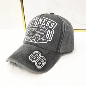 Vintage Washed Cotton Baseball Cap For Men Women Distressed Embroidery 86 Graphic Print Adjustable Sun Hat Streetwear