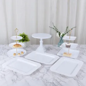 Presentoir a gateaux europeen a 3 etages, plateau de presentation de fruits et desserts.