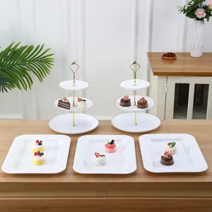 Plateau de Fruits en Plastique à Niveaux Européen Présentoir à Gâteau Anniversaire Mariage Fête Dessert Support de Décoration de Table