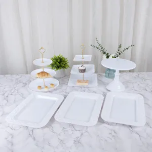 Plateau de fruits à 3 niveaux support de dessert thé de l'après-midi en plastique