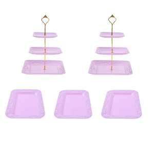 Ensemble de présentoirs à gâteaux en plastique à 3 niveaux pour mariage et fête.