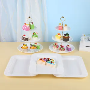 Élégant présentoir à gâteaux blanc à 3 niveaux et plateaux à dessert pour mariage