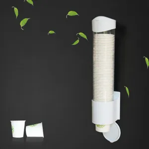 Distributore di Bicchieri di Carta Monouso a Parete Portabicchieri in Plastica Scaffale di Stoccaggio Antipolvere Accessorio Cucina