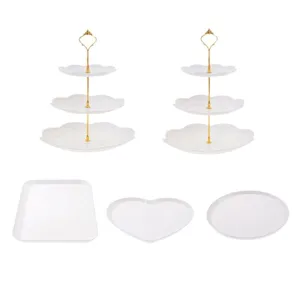 Juego de soporte de plástico para cupcakes de 3 niveles y bandejas para fiesta de té