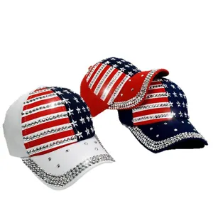 Stylish American flag baseball caps with rhinestones and stars for men and women