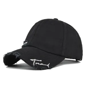 Retro Zerlöchert Baumwolle Baseballkappe Für Damen Herren Gewaschene Buchstaben-Stickerei Sonnenschutz Einstellbar Outdoor Lässig Hut