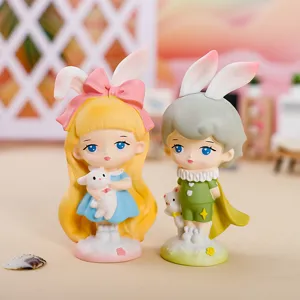 Paire de figurines de lapin de forêt de conte de fées pour décoration de bureau et cadeaux