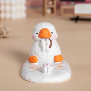 Support de téléphone mignon canard blanc pour bureau avec texture géométrique pour le bureau