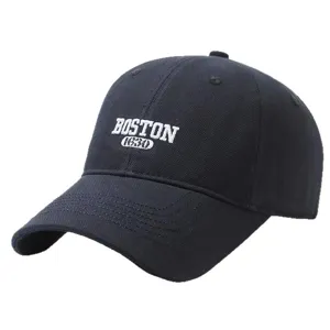 Cappello da baseball nero a calotta profonda con ricamo Boston 1630 per teste grandi