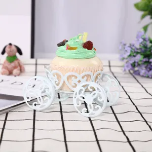 European style iron carriage cupcake stand wedding dessert table display rack white metal holder