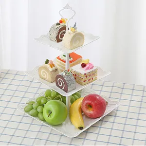 Europäischer Stil Mehrstöckiger Kunststoff Kuchenständer Fruchtdisplay Tablett Nachmittagstee Servierplatte Heim Party Küche Geschirr