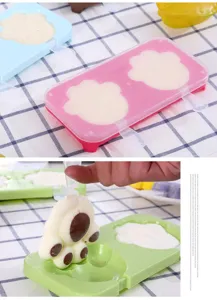 Molde de Helado de Silicona Forma de Pata DIY Fabricante de Paletas con Tapa Cocina