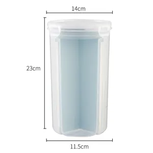Recipiente de almacenamiento transparente de plástico con compartimentos para cocina