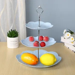 3-tier European style fruit tray dessert stand afternoon tea pastry display plate detail