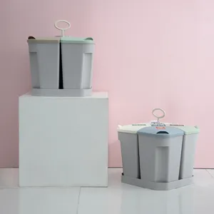 Cubo de basura de clasificación portátil y creativo con múltiples compartimentos y tapa.