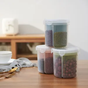 Contenitore di stoccaggio trasparente da cucina a scomparti multipli per cereali ed alimenti.