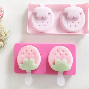 Molde de helado de silicona DIY, lindo fabricante de paletas caseras con forma de fresa.