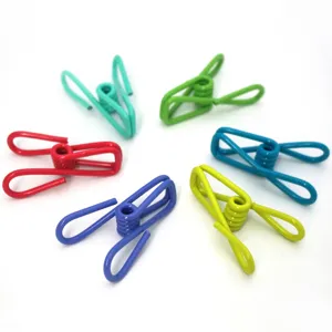 Mollette in Filo Metallico Multiuso Colorate con Rivestimento in PVC Clip Sigillanti per Sacchetti di Cibo Lavanderia Asciugamani Appendere Viaggio