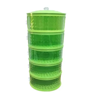 Cubierta de alimentos apilable transparente verde de 5 niveles protector antipolvo