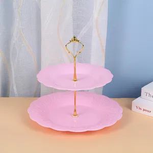 European style two-tier plastic fruit tray dessert stand afternoon tea display plate