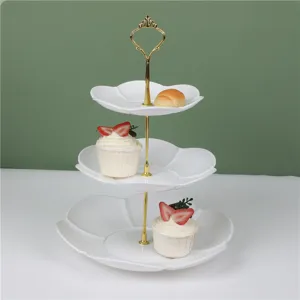soporte blanco de 3 niveles para frutas pasteles bandeja de postre para fiesta de té boda cumpleaños
