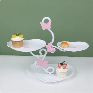 European 3-Tier Dessert Stand Plastic Afternoon Tea Cake Plate Birthday Wedding Candy Display Rack