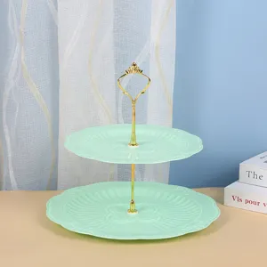 European style 2-tier plastic fruit plate dessert stand afternoon tea serving tray