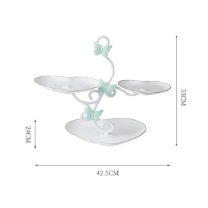 European 3-tier heart shaped dessert display stand afternoon tea fruit tray cake rack