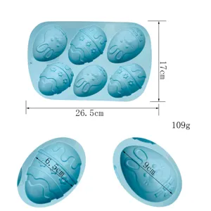 Molde de silicona para pastel de pascua con seis cavidades 26,5x17cm azul hornear herramienta