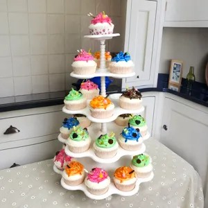 Soporte para cupcakes blanco de 5 niveles torre de exhibición de postres para fiesta