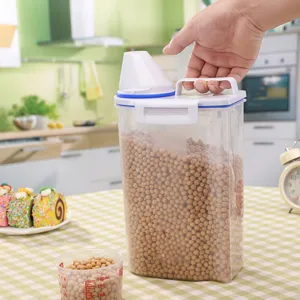 Caja de Almacenamiento de Arroz de Plástico Transparente Estilo Japonés Contenedor Sellado de Grano de Cocina Con Taza Medidora Dispensador Portátil