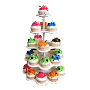 Soporte para cupcakes blanco de 5 niveles torre expositora de postres para fiesta y boda