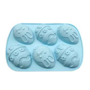 Molde de silicona de 6 cavidades huevo de Pascua y conejo para pasteles y manualidades.