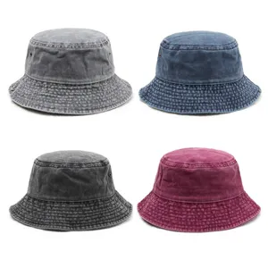 Sombrero de Pescador de Mezclilla de Algodón Lavado Envejecido Unisex para Hombres Mujeres Retro Senderismo al Aire Libre Gorra Lavada