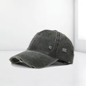 Vintage Distressed Gewaschene Baumwolle Baseballkappe Für Damen Herren Verstellbar Mit Löchern Outdoor Lässig Sonnenschutz Hut