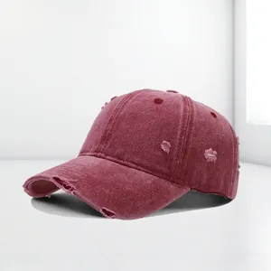 Vintage Distressed Washed Cotton Baseball Cap mit stylischen Rissen für Damen und Herren