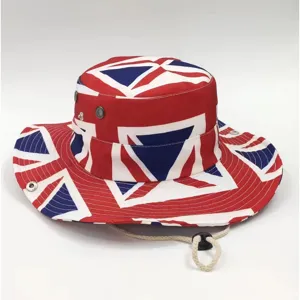 Breitkrempiger UV-Schutz-Sonnenhut mit Union Jack-Muster zum Angeln