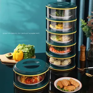 Transparent Multi-Layer Insulation Food Cover Stackable Dustproof Anti-Fly Dish Protector Refrigerator Storage Kitchen Tool