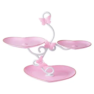 European 3-tier dessert display stand pink heart cake plate for afternoon tea party events