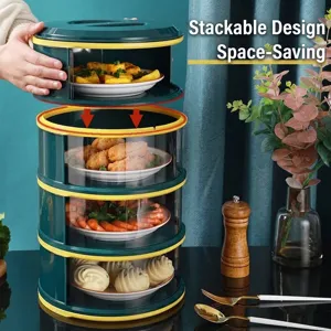 Multi-layer stackable transparent food cover for dustproof kitchen storage